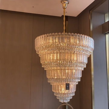 Oversized Multi - layers Luxury Gold Crystal Chandelier For Large Foyer/Hallway/Entryway - D39.4"*H59.1"/86kgWarm Lightcasivra