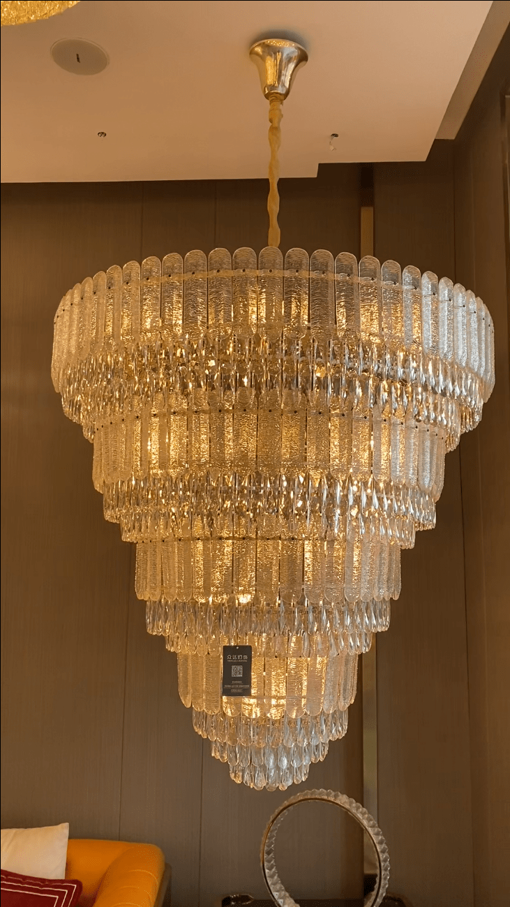 Oversized Multi - layers Luxury Gold Crystal Chandelier For Large Foyer/Hallway/Entryway - D39.4"*H59.1"/86kgWarm Lightcasivra