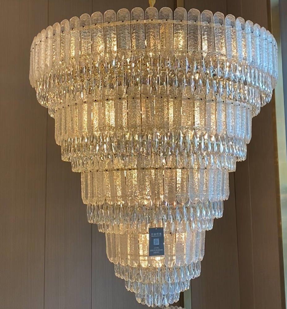Oversized Multi - layers Luxury Gold Crystal Chandelier For Large Foyer/Hallway/Entryway - D39.4"*H59.1"/86kgWarm Lightcasivra