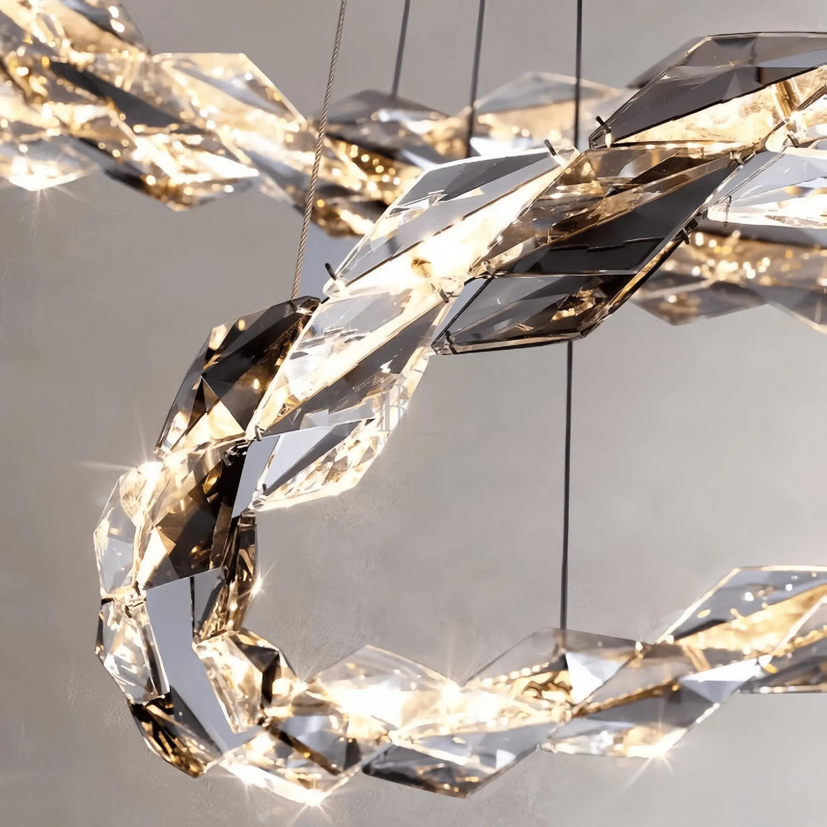 Oversized Multi-Tiered Rings Crystal Chandelier Modern Clear and Grey Crystal Ceiling Light Fixture For Staircase/Foyer/Hallway/Entryway-casivra-casivra