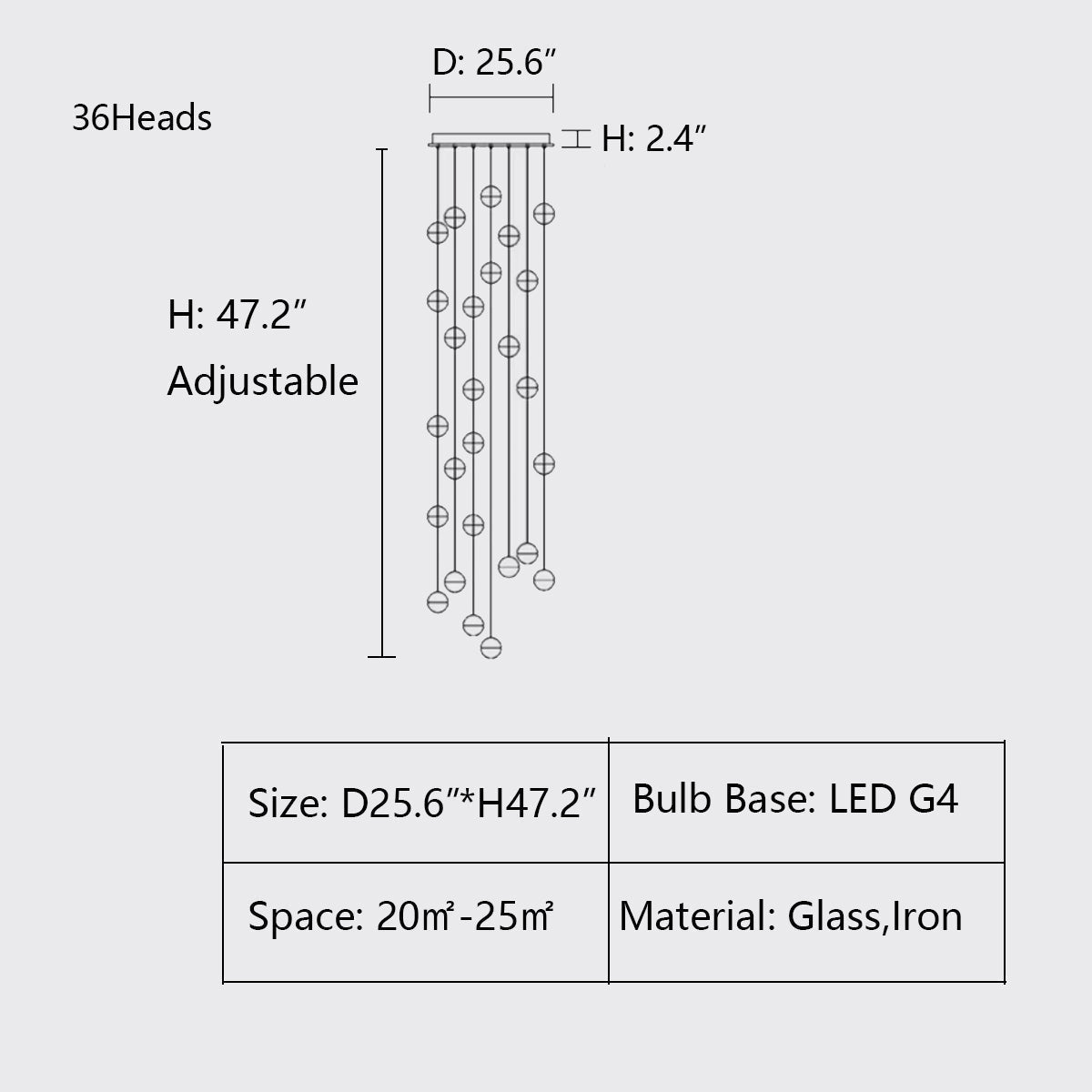Oversized Nordic Art Round Air Bubbles Pendant Chandelier for Stairs/Spiral Staircase/Hotel Lobby - 7 Lights: D13.8"*H47.2"Warm Lightcasivra