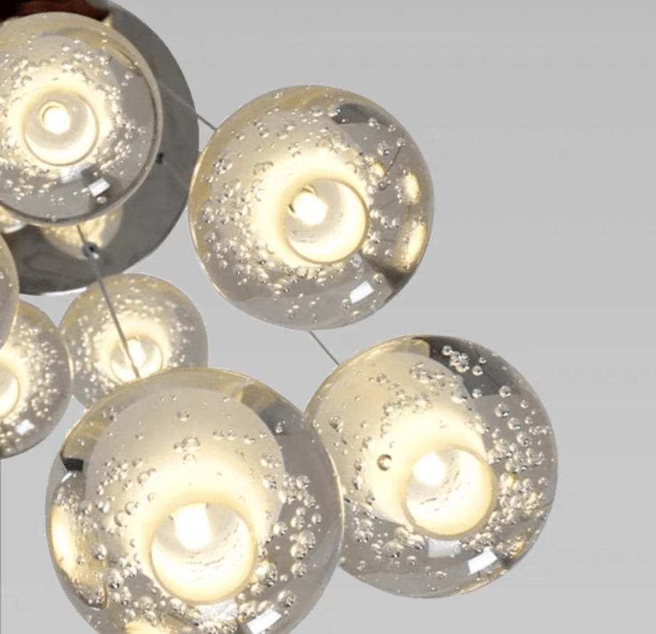 Oversized Nordic Art Round Air Bubbles Pendant Chandelier for Stairs/Spiral Staircase/Hotel Lobby - 7 Lights: D13.8"*H47.2"Warm Lightcasivra