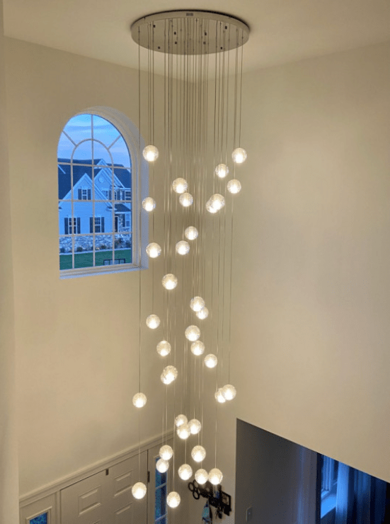 Oversized Nordic Art Round Air Bubbles Pendant Chandelier for Stairs/Spiral Staircase/Hotel Lobby - 7 Lights: D13.8"*H47.2"Warm Lightcasivra