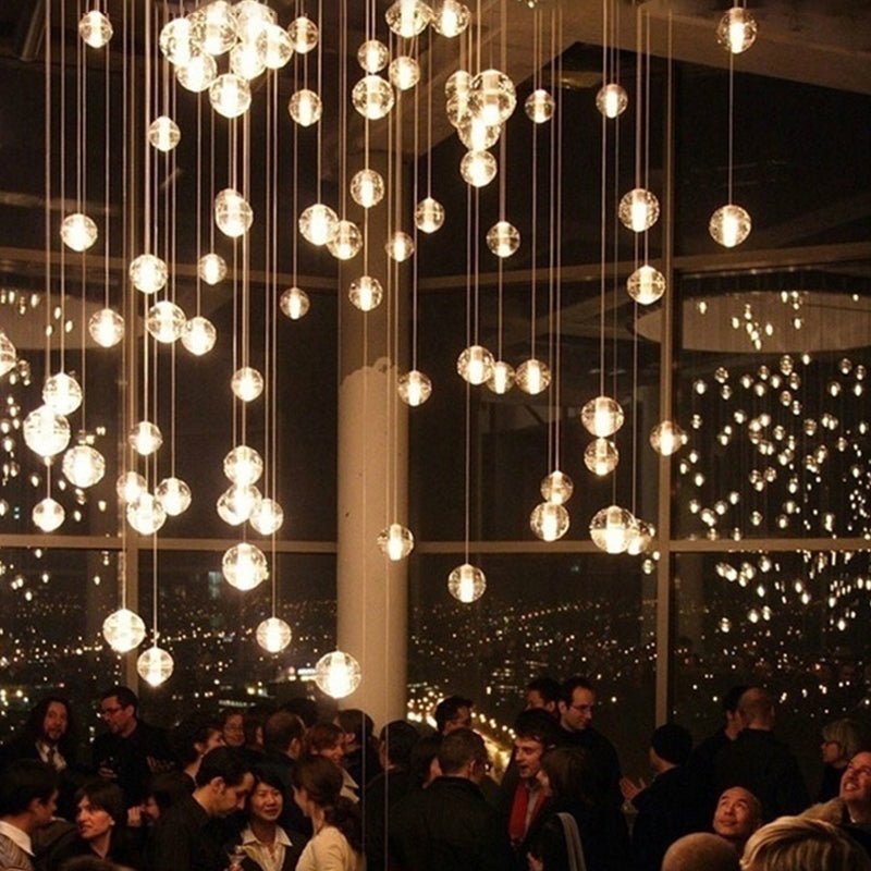 Oversized Nordic Art Round Air Bubbles Pendant Chandelier for Stairs/Spiral Staircase/Hotel Lobby - 7 Lights: D13.8"*H47.2"Warm Lightcasivra