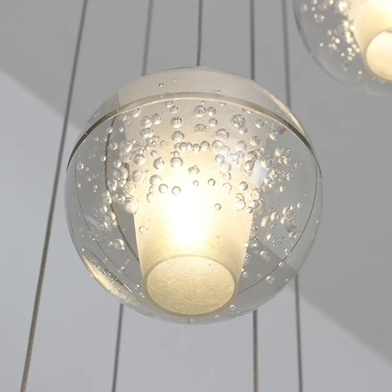 Oversized Nordic Art Round Air Bubbles Pendant Chandelier for Stairs/Spiral Staircase/Hotel Lobby - 7 Lights: D13.8"*H47.2"Warm Lightcasivra