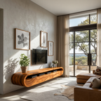 Modern Floating TV Console With Rounded Design For Living Room