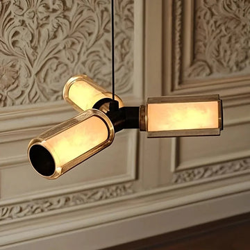 Lumiere marble and glass pendant light full view