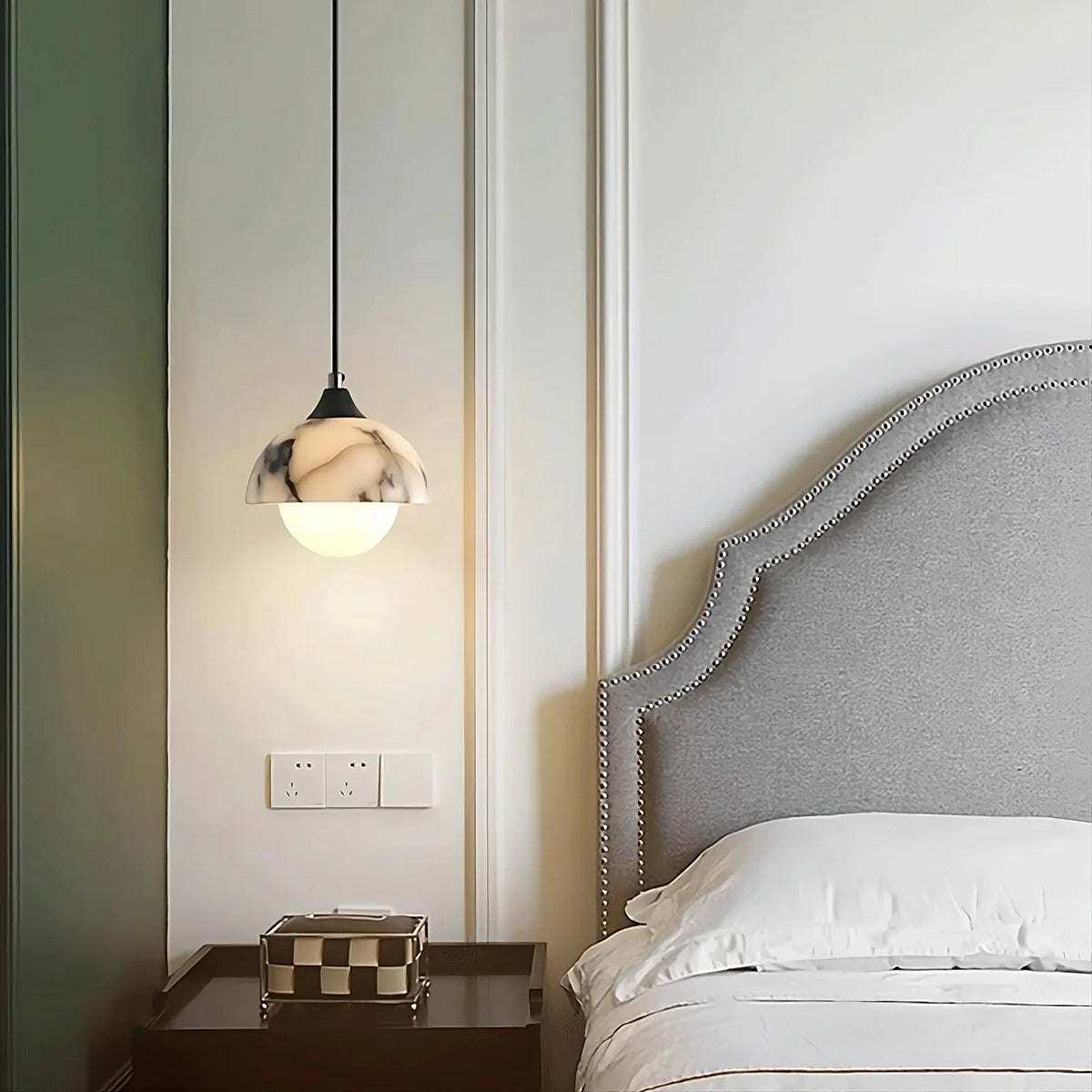 Aeris marble pendant warm glow through natural stone