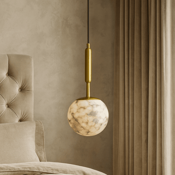 Solara marble orb pendant light carved from natural stone