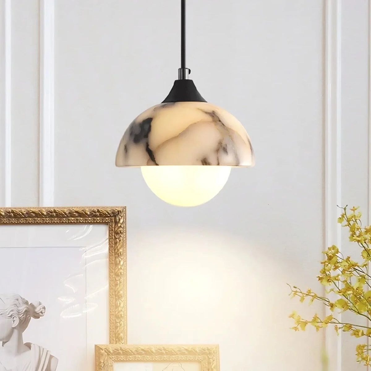 Aeris natural marble pendant side profile