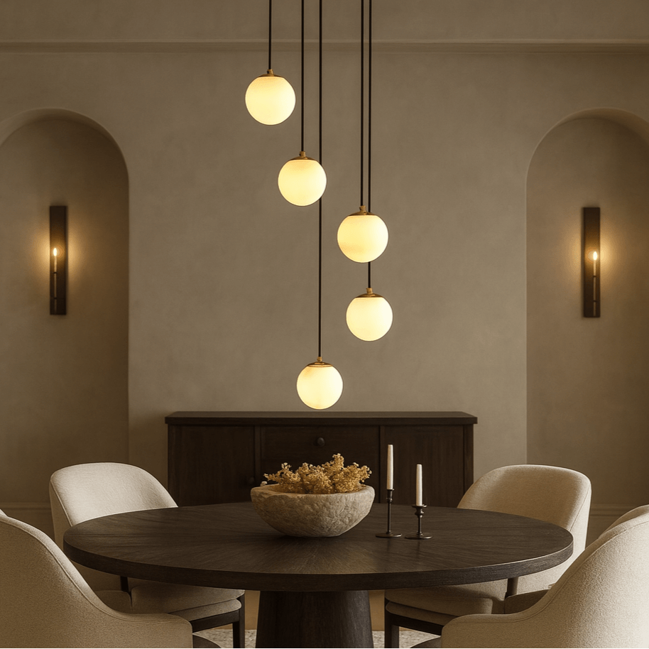 Brighton marble chandelier full fixture view