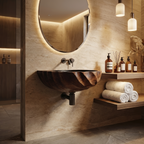 Modern Wooden Live Edge Wood Basin For Minimalist Bathroom Design