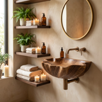 Mid Century Wooden Live Edge Wood Vanity Sink For Modern Bathroom Decor