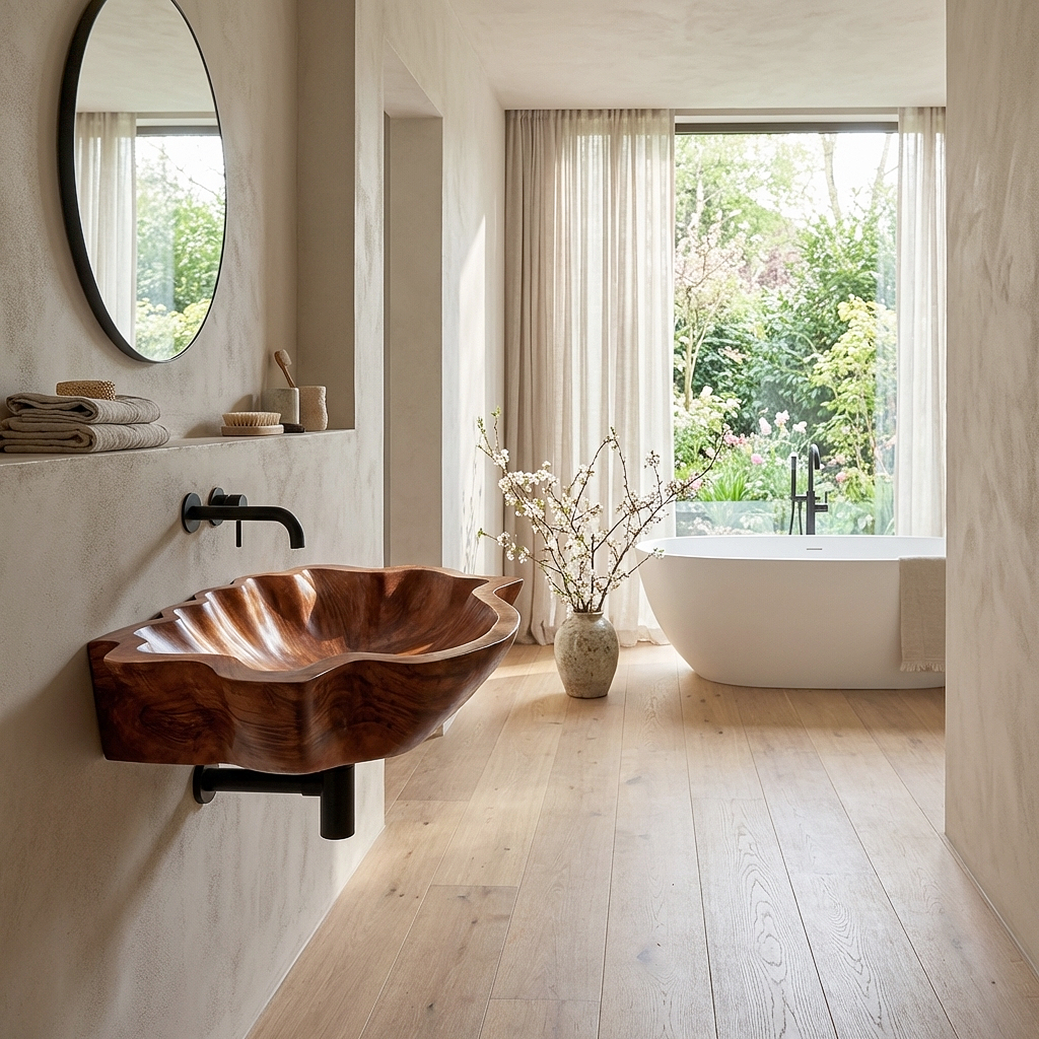 Modern Wooden Live Edge Wood Basin For High End Furniture Decor