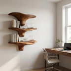 Modern Wooden Live Edge Mushroom Shelf For Minimalist Interior Decor
