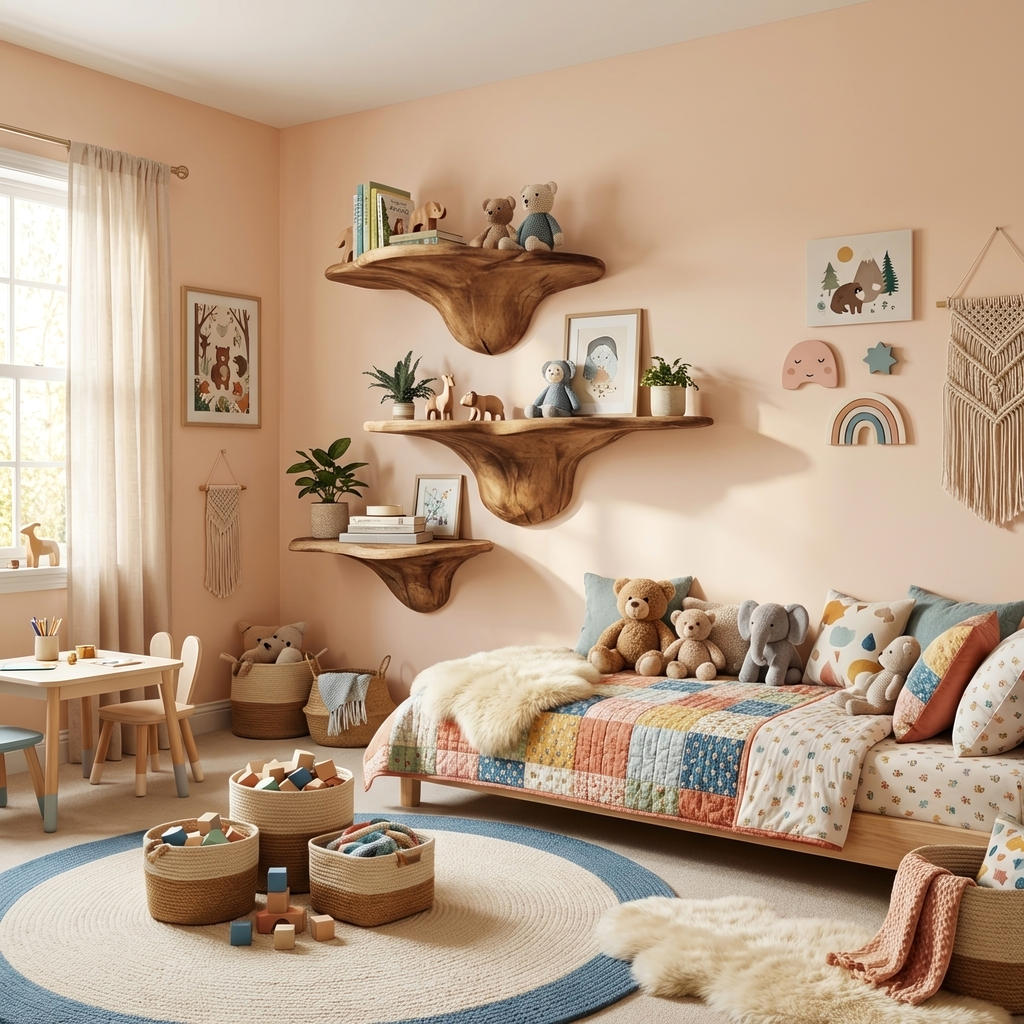 Modern Wooden Mushroom Shelf For Entryway Furniture And Wall Decor