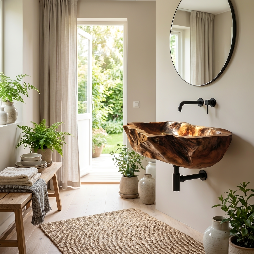 Farmhouse Solid Wood Wash Basin For Cozy Bedroom Furniture Design