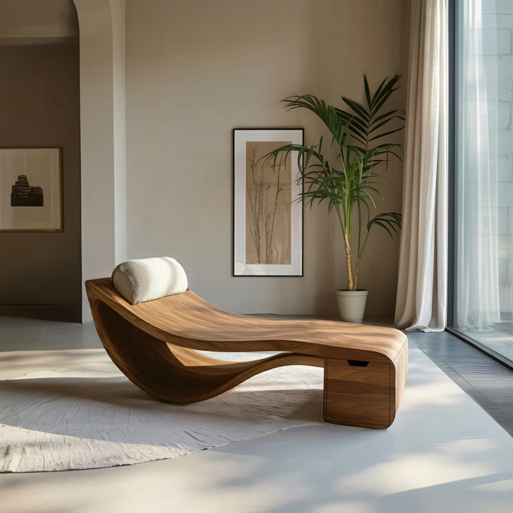 Organic Sculptural Chaise Lounge Chair For Living Room