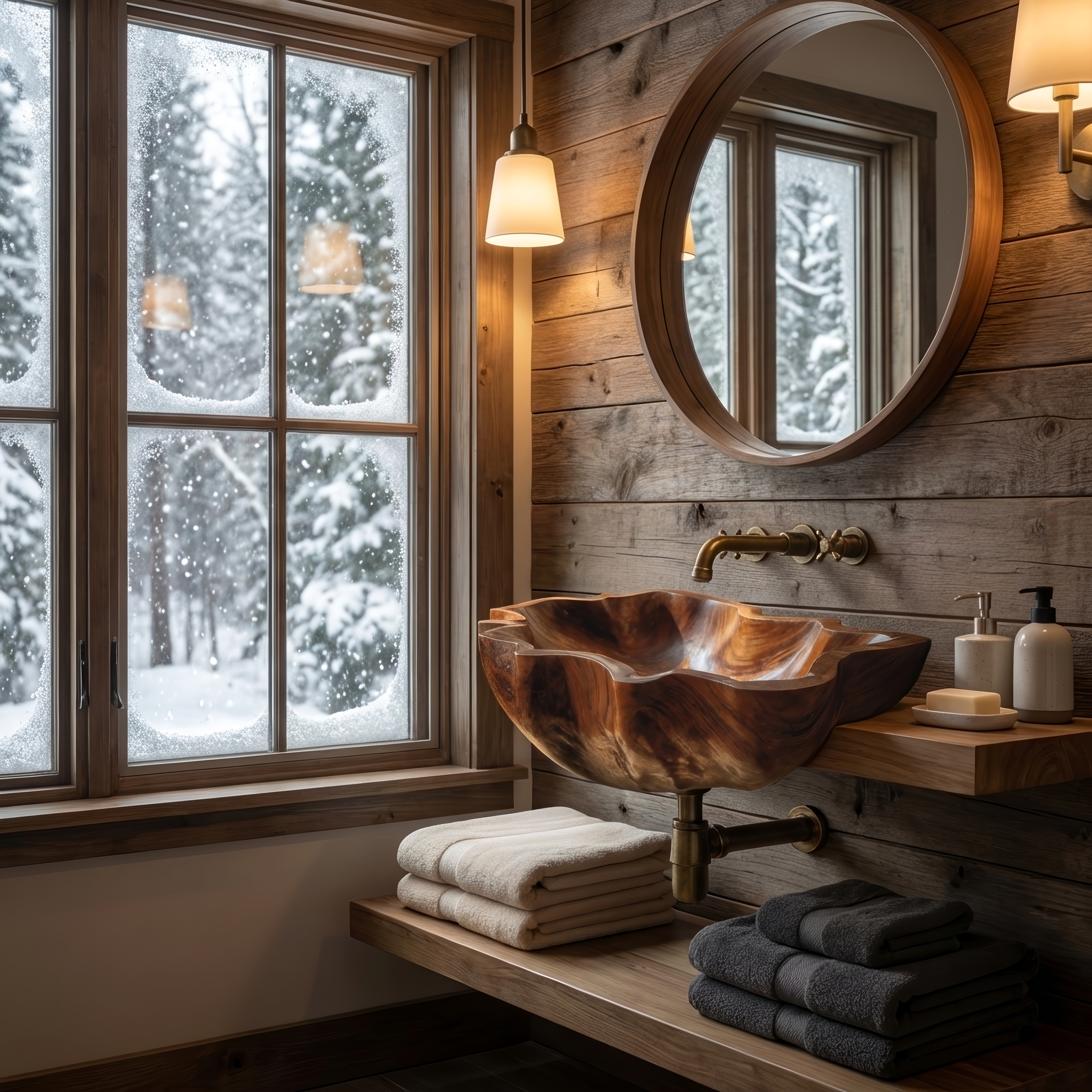 Mid Century Live Edge Wood Basin For Sophisticated Bathroom Furniture