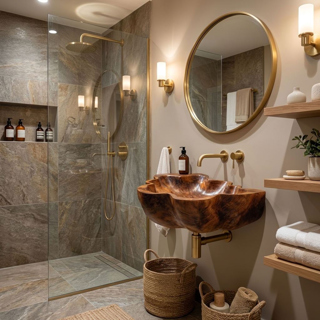 Handcrafted Live Edge Wood Basin For Unique Bedroom Vanity Decor