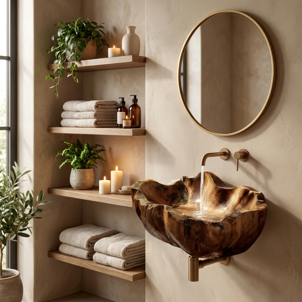 Modern Solid Wood Wash Basin For Luxury Bedroom Furniture Decor