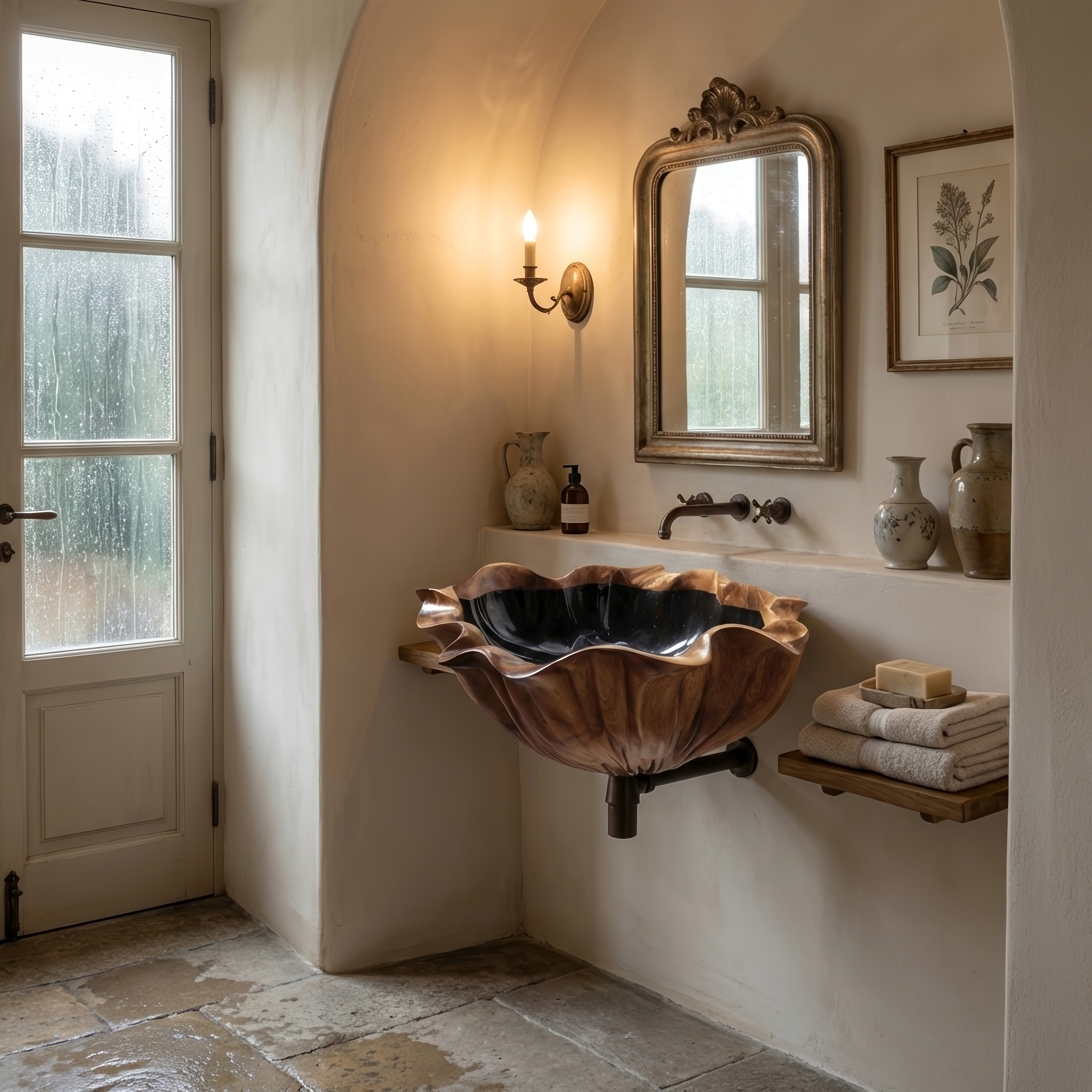 Farmhouse Live Edge Wood Vanity Sink For Timeless Bathroom Decor