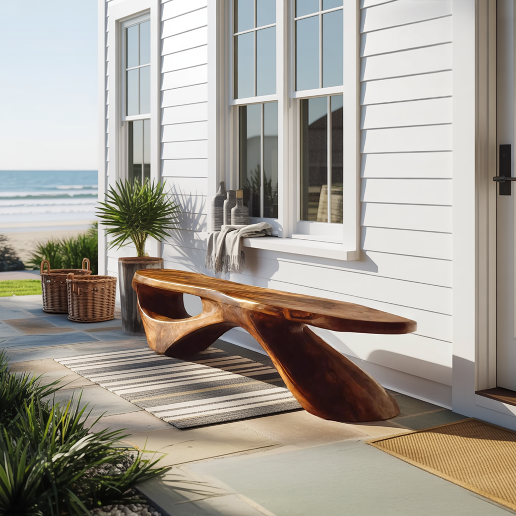 Sculptural Organic Bench For Entryway Or Living Room