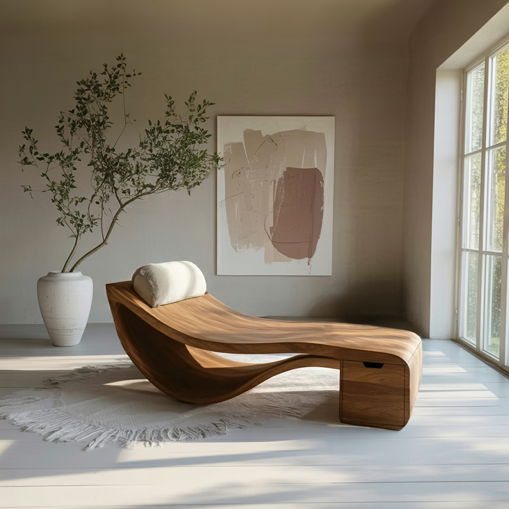 Organic Sculptural Chaise Lounge Chair For Living Room