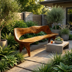 Handcrafted Curved Wood Bench For Outdoor Furniture Styling