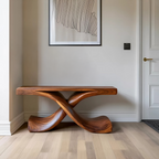 Modern Sculptural Console Table With Twisted Base For Living Room