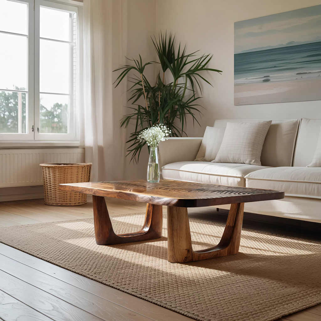 Handcrafted Modern Solid Wood Coffee Table For Living Room