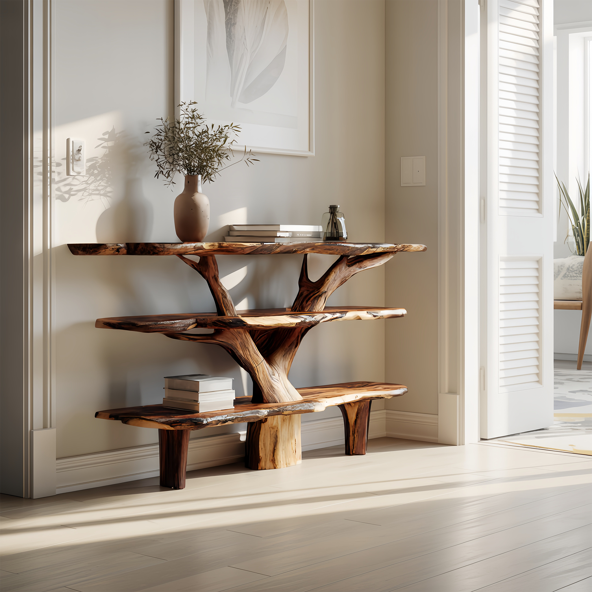 Farmhouse Solid Wood Console Table For Vintage Entryway Rustic Design