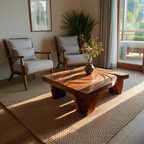 Mid Century Abstract Solid Wood Coffee Table For Living Room