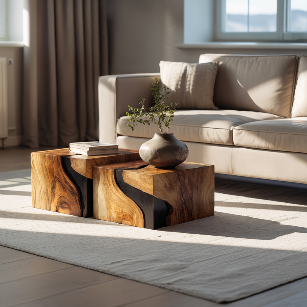Farmhouse Solid Wood Cube Coffee Table For Cozy Rooms