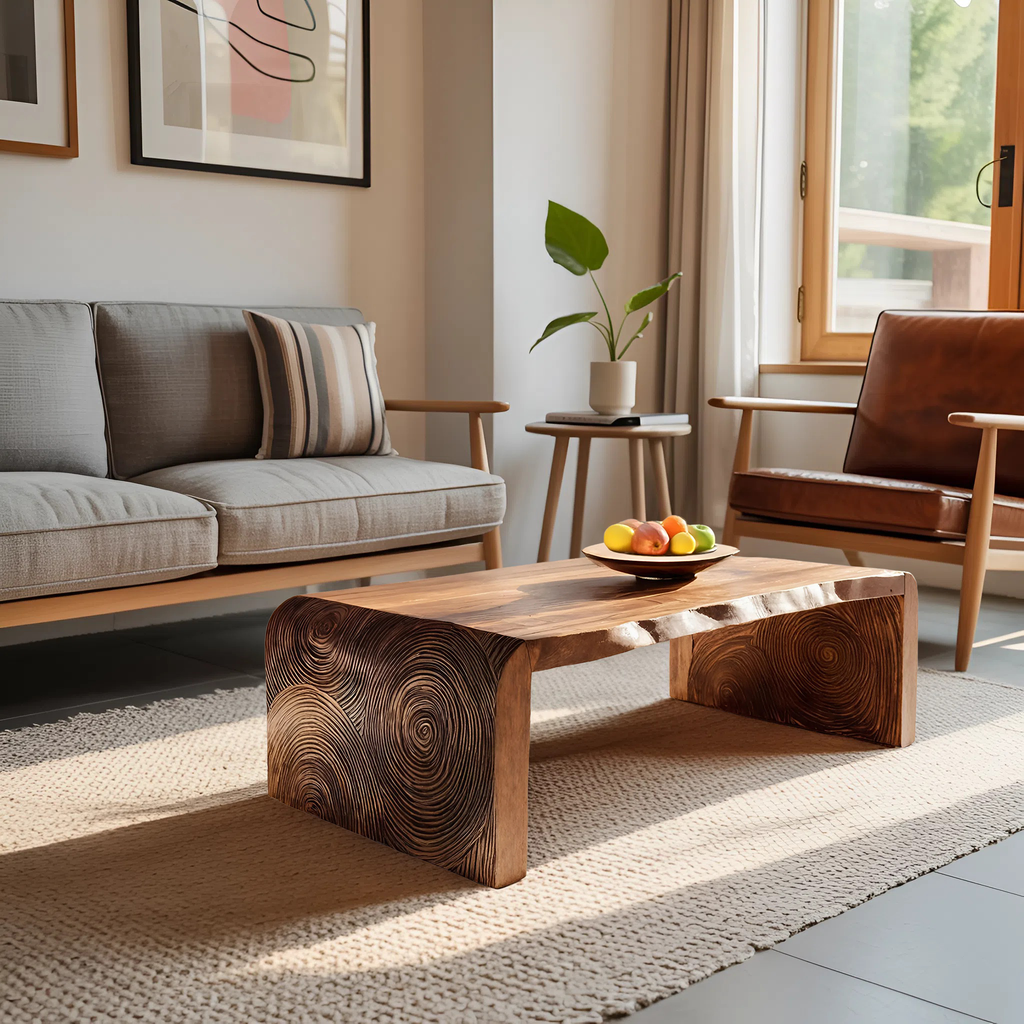 Modern Solid Wood Irregular Coffee Table For Living Room