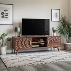 Mid Century TV Stand Wave Cabinet For Living Room And Media