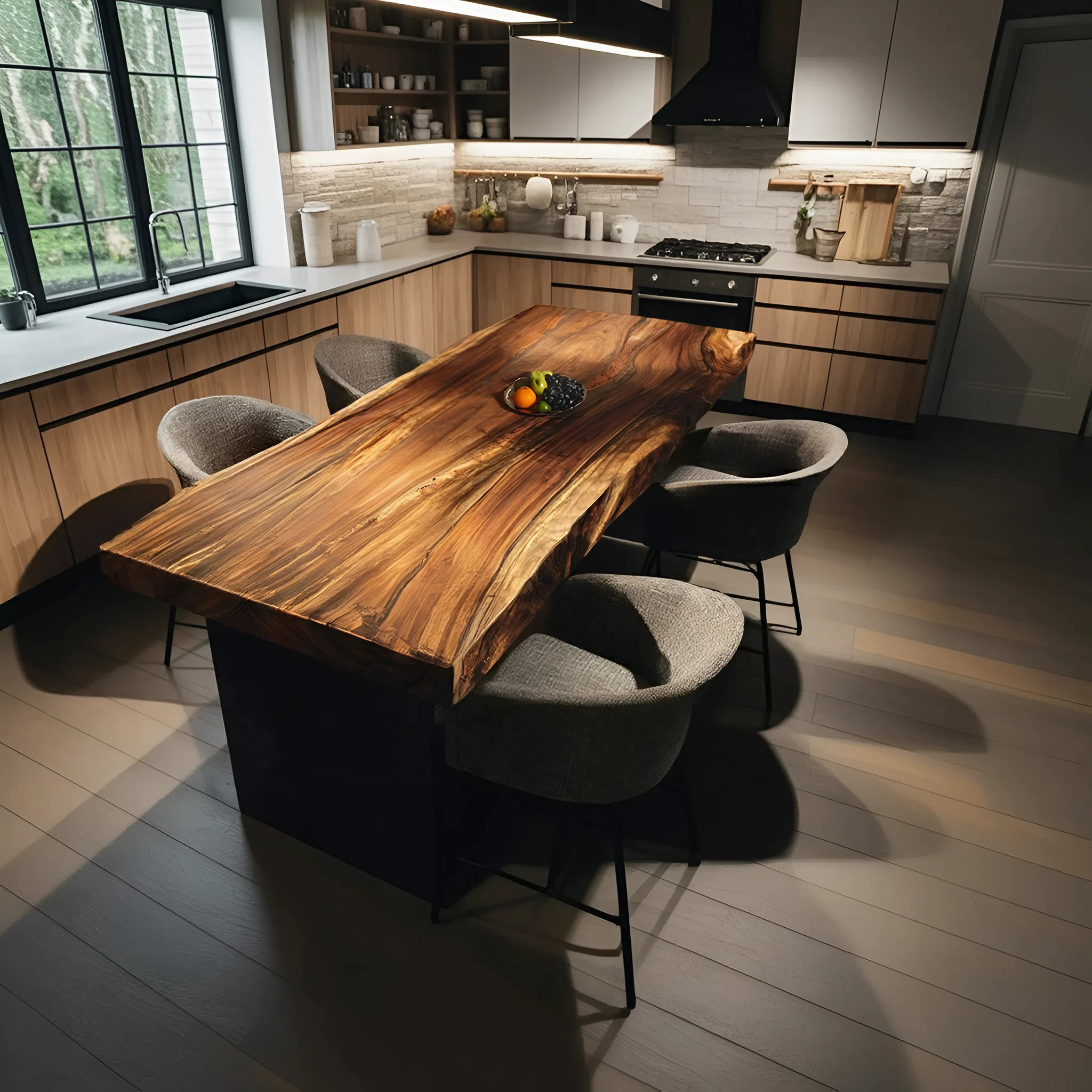 Furniture Decor Handcrafted Wooden Live Edge Dining Table
