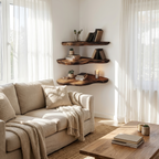 Farmhouse Solid Wood Corner Shelf For Bedroom Decor And Storage