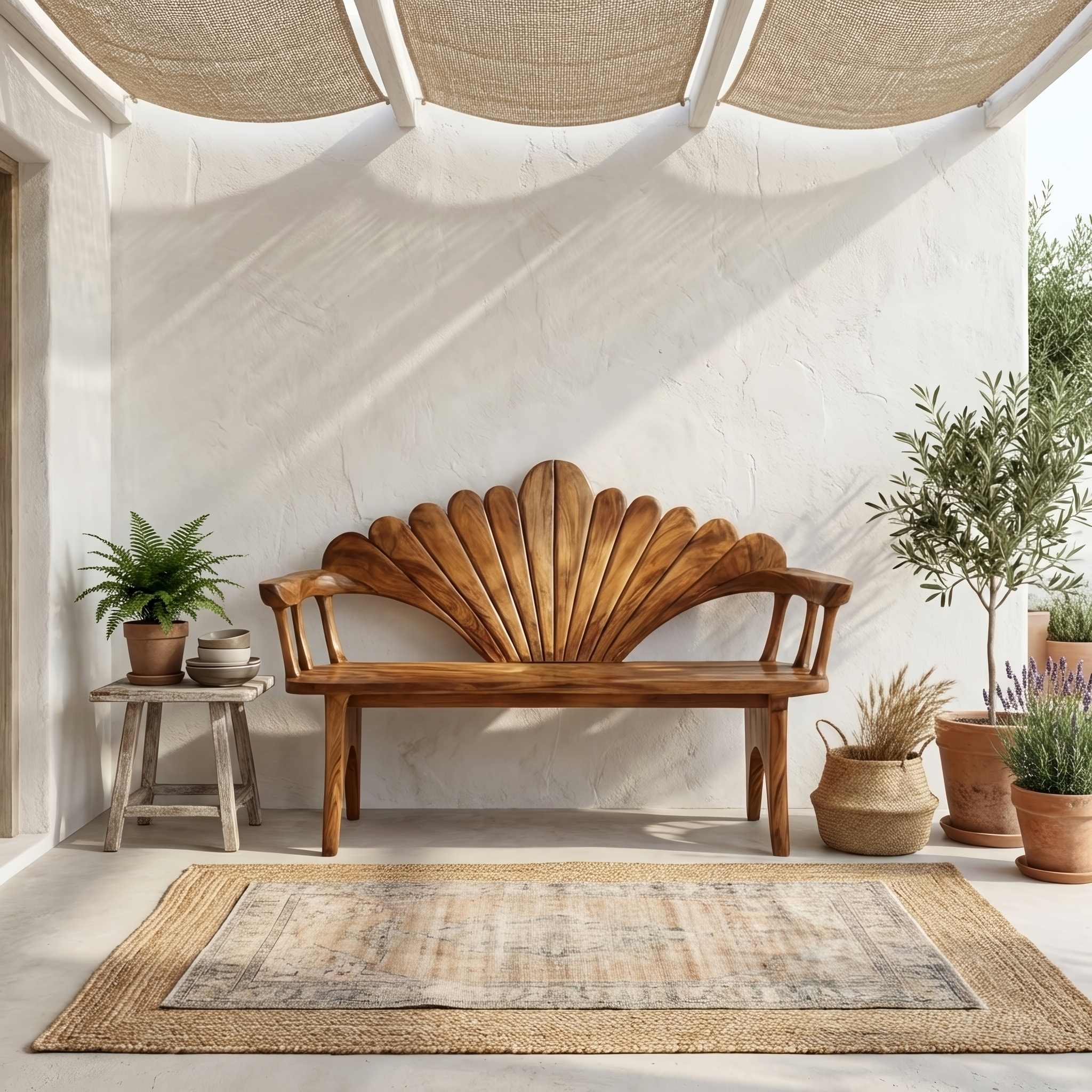 Natural Solid Wood Entryway Bench For Foyer Decor