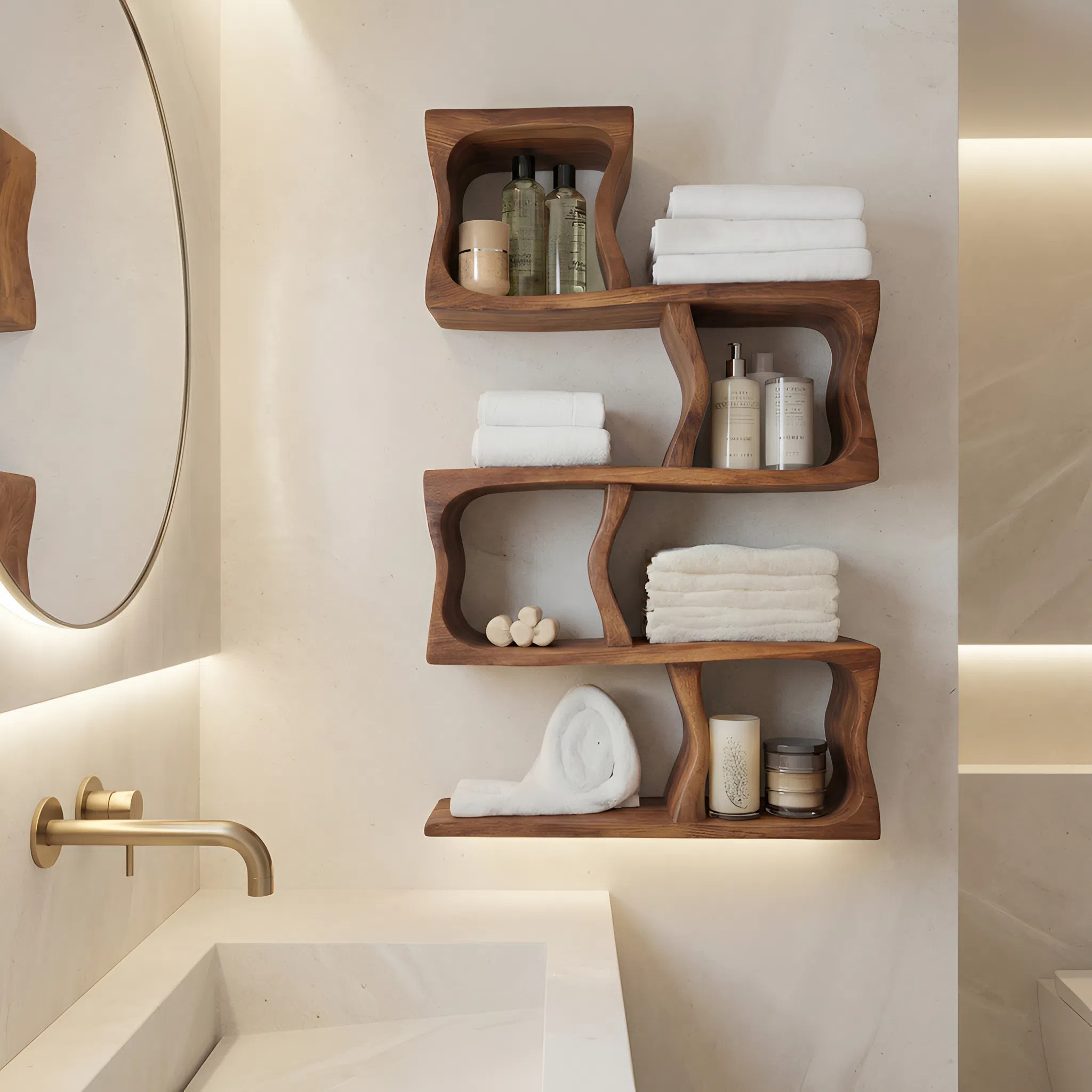 Organic Wall Shelf For Bathroom Wall Use