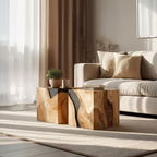 Farmhouse Wooden Cube Coffee Table For Farmhouse Living Room