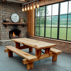 Minimalist Outdoor Picnic Table With Benches For Garden Or Cabin
