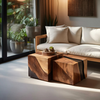 Modern Wooden Cube Coffee Table For Minimalist Living Room