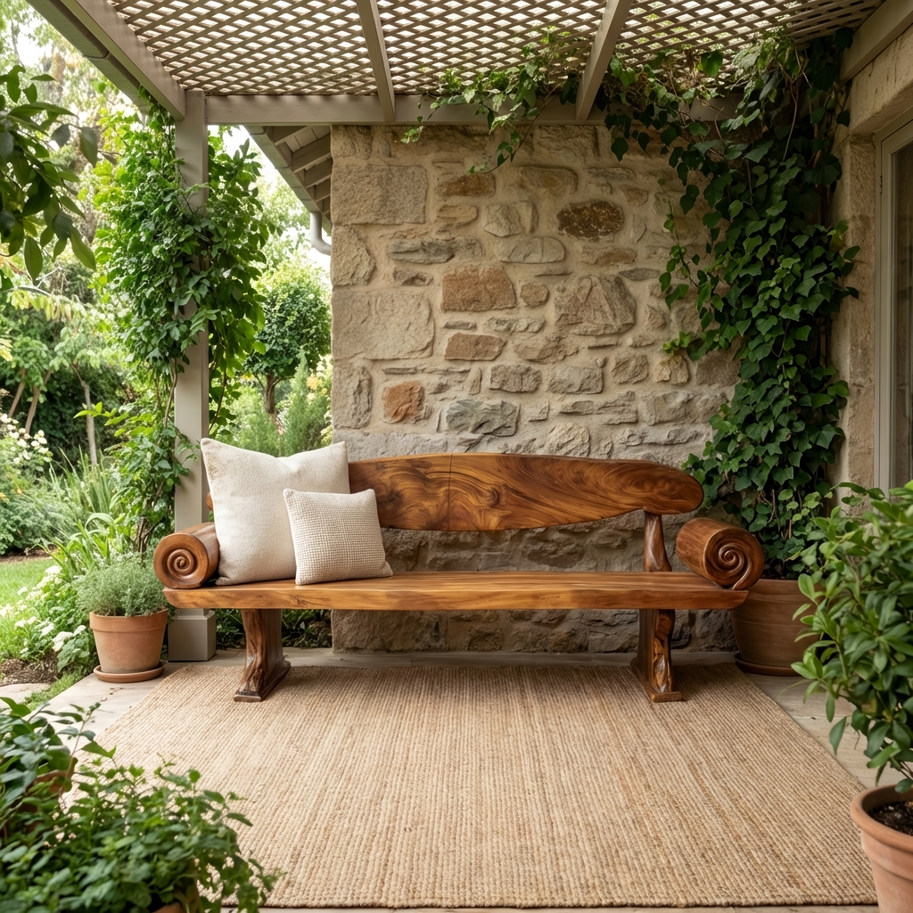 Live Edge Solid Wood Bench For Entryway Furniture Design