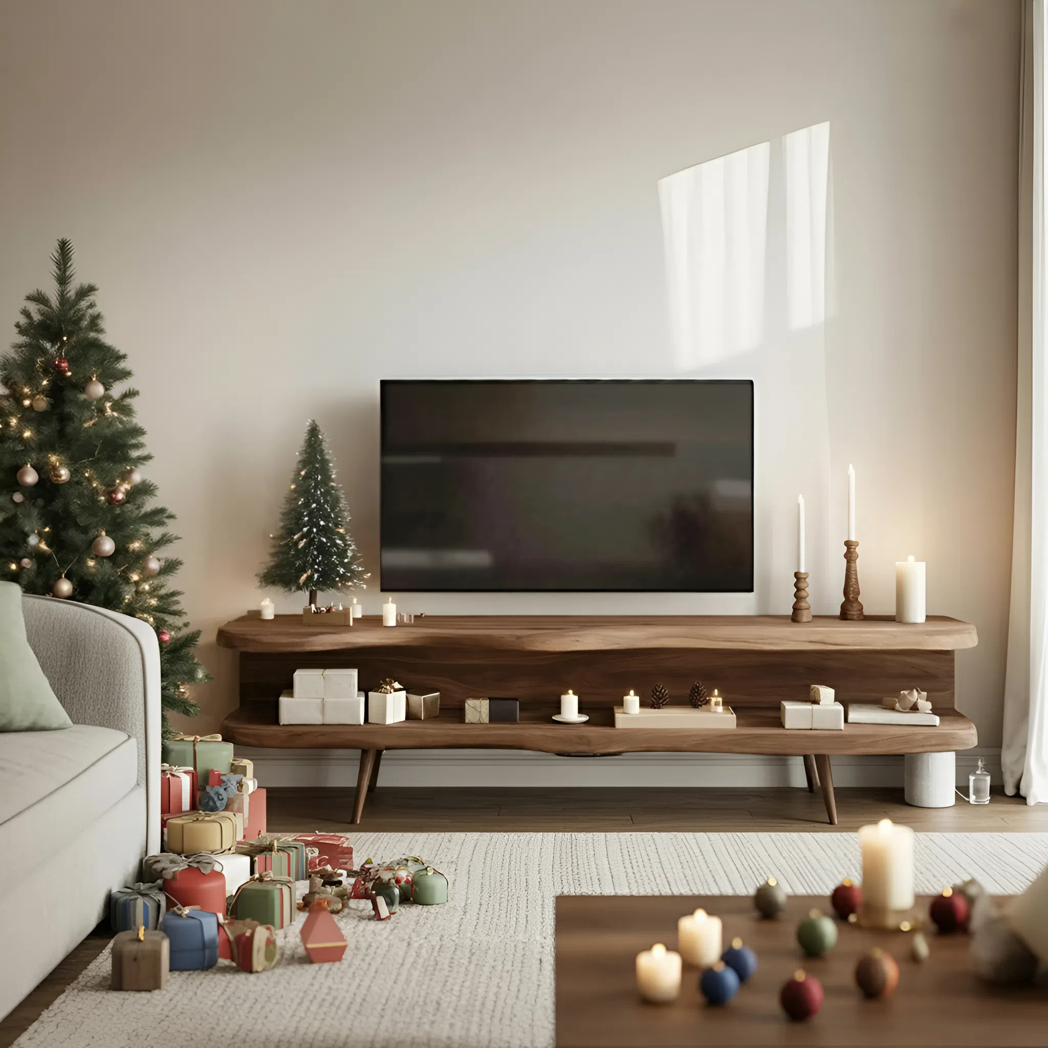 Modern Wooden TV Console For Holiday Living Room Furniture Decor
