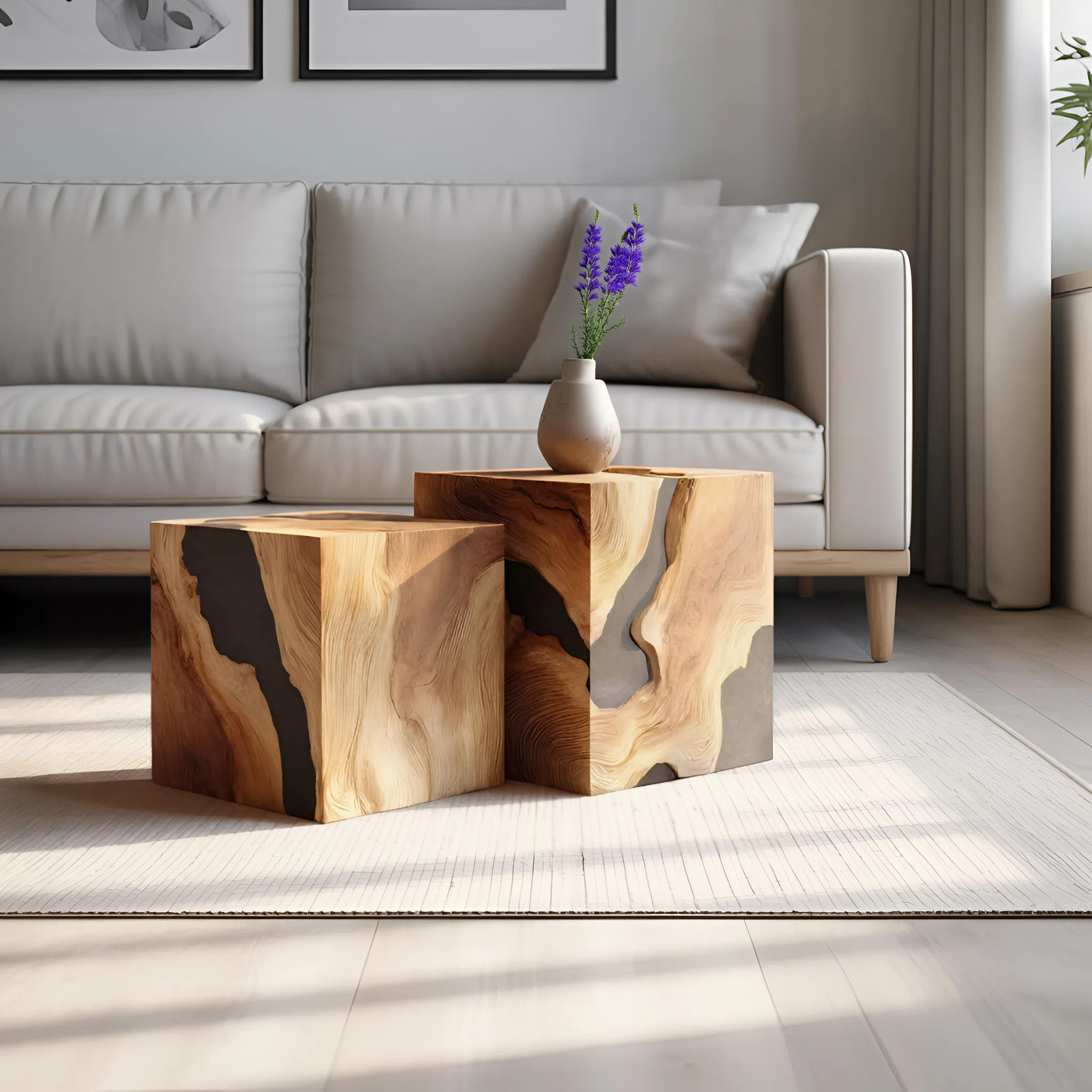 Handcrafted Solid Wood Square Table For Entryway Design