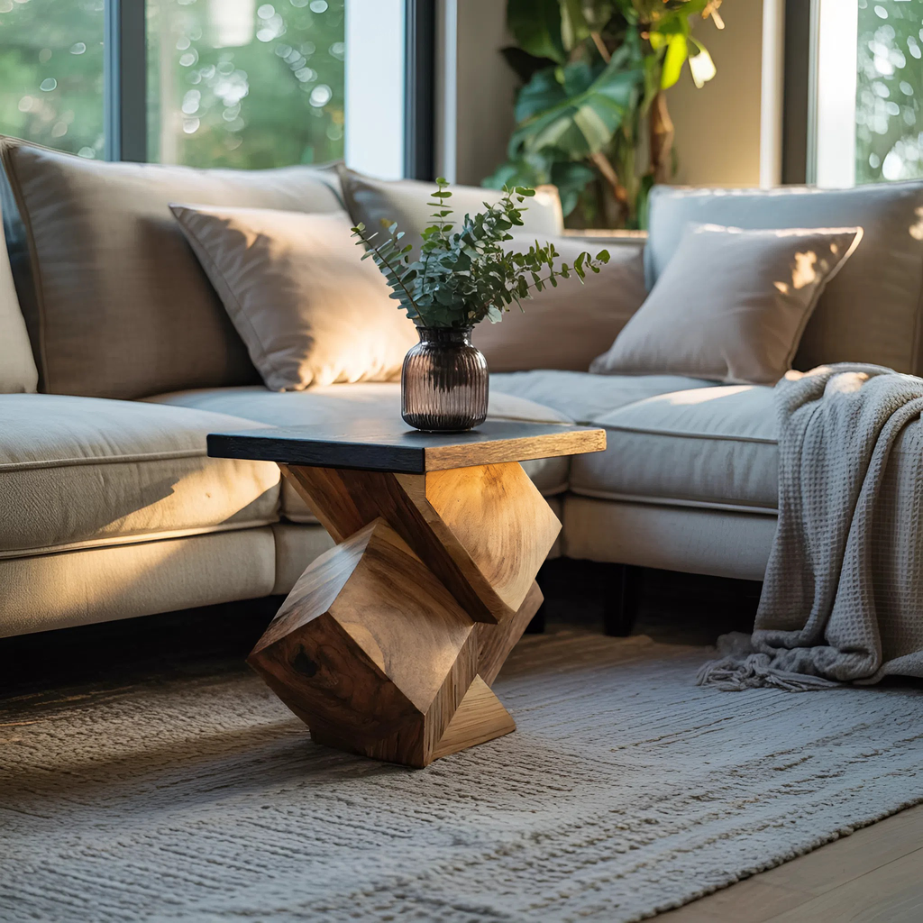 Handcrafted Live Edge Side Table For Warm Living Space