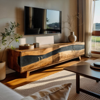 Farmhouse Wooden Live Edge TV Stand For Bedroom Decor