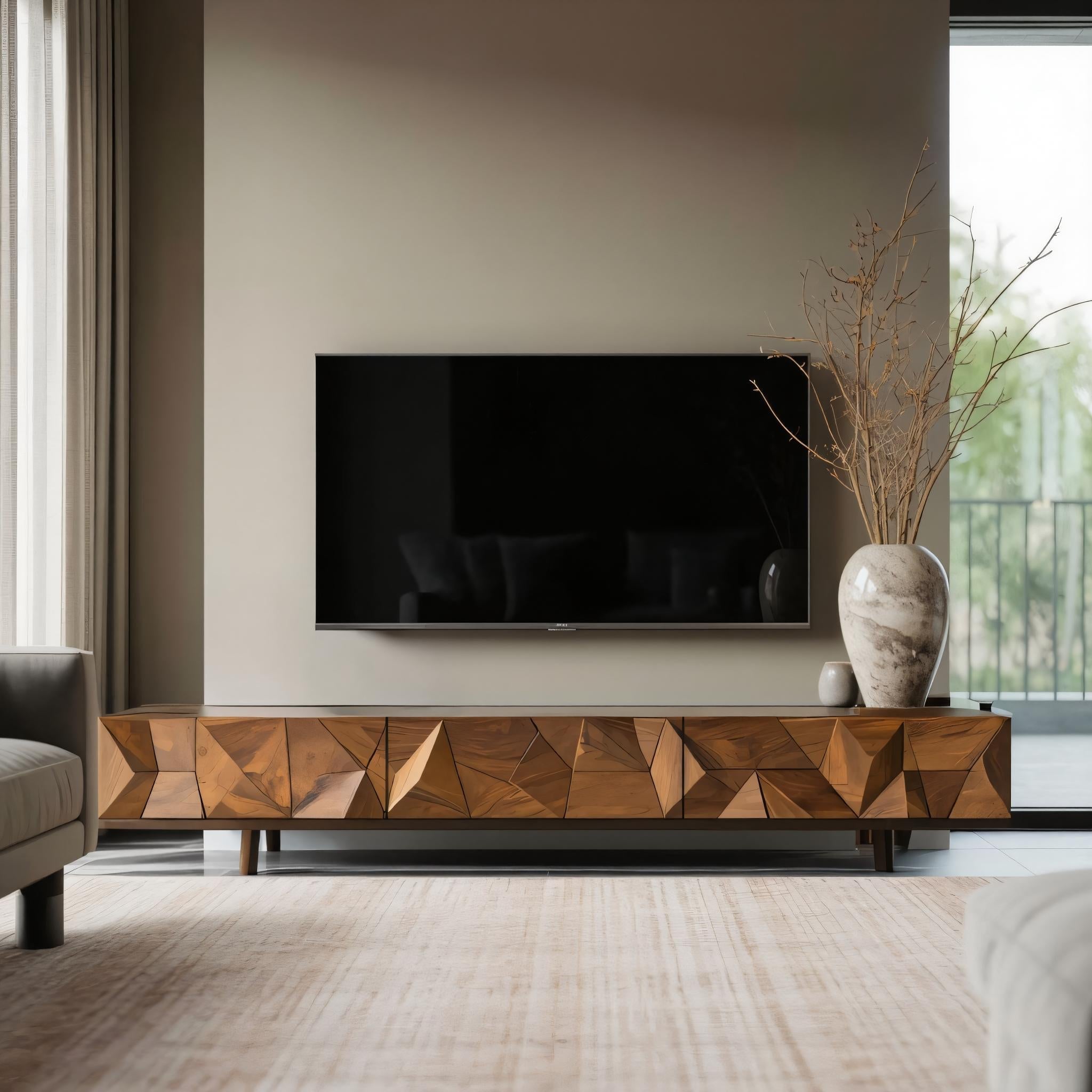 Mid Century Wooden TV Console For Entryway Decor