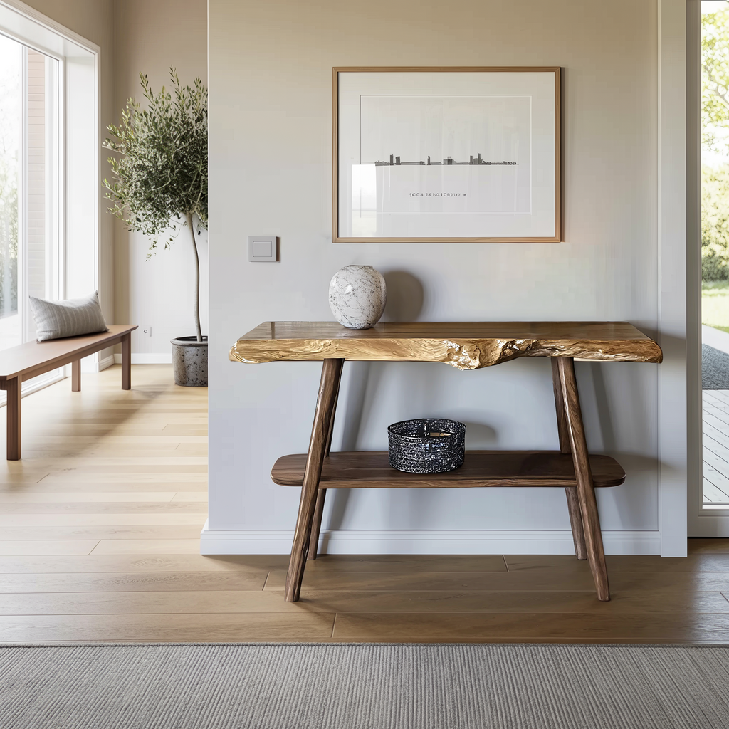 Farmhouse Live Edge Entryway Table For Living Room Design